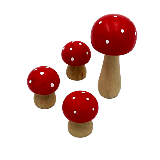 Wooden Mushrooms - Pack of 4