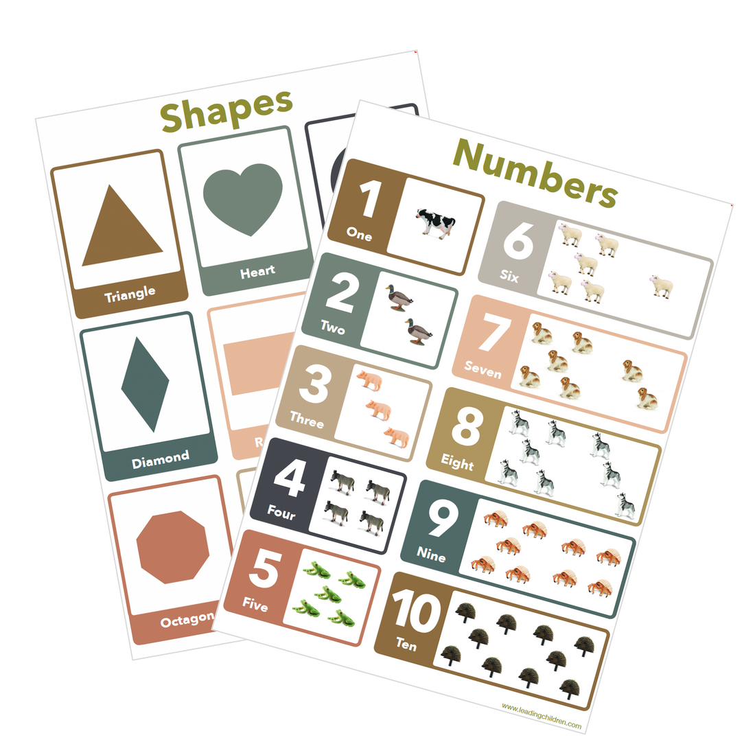 Shape Number Chart Numbers and Shapes Charts - set of 2 – Leading Children