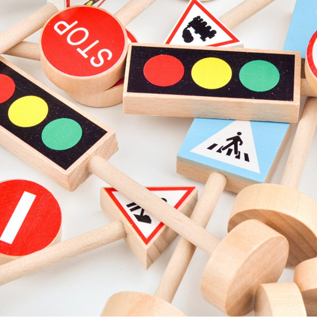 Wooden Traffic Signs (15 pcs)