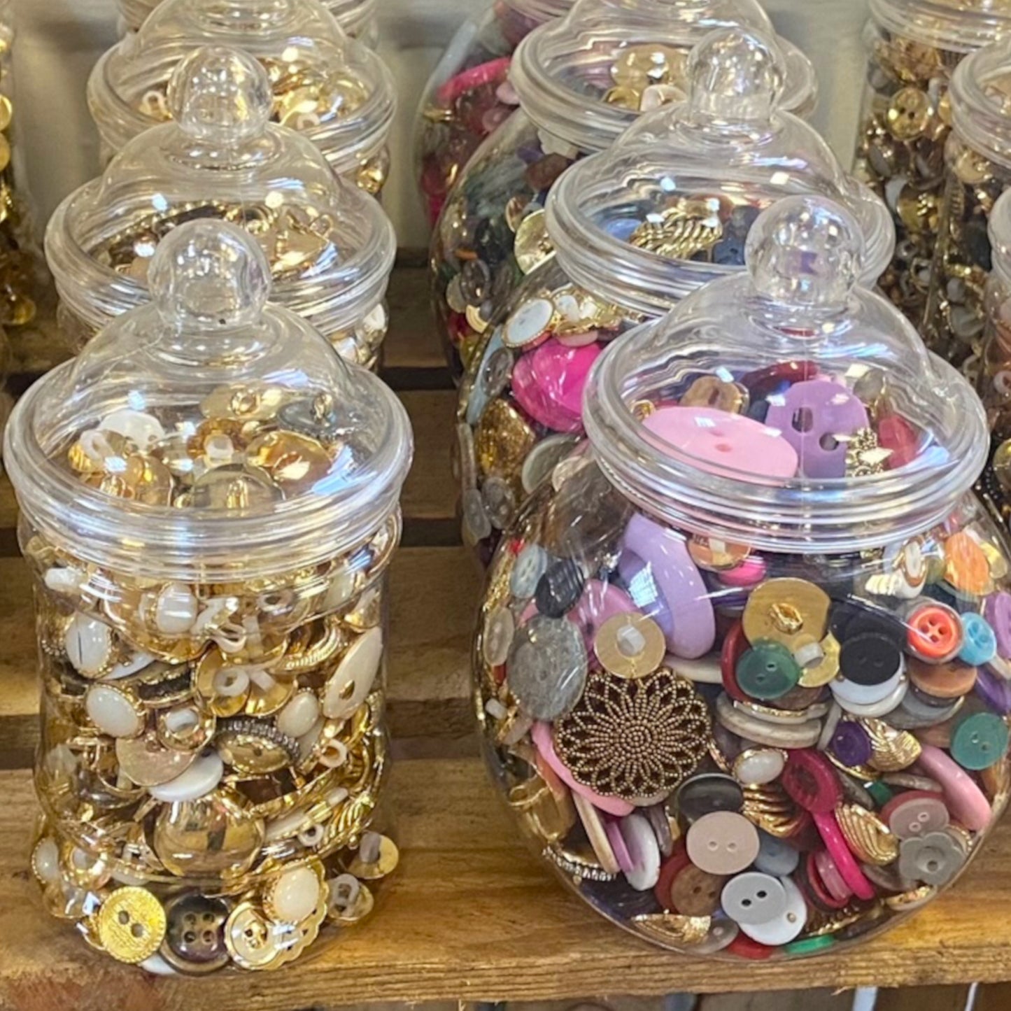 Jar of Silver and Gold Coloured Buttons