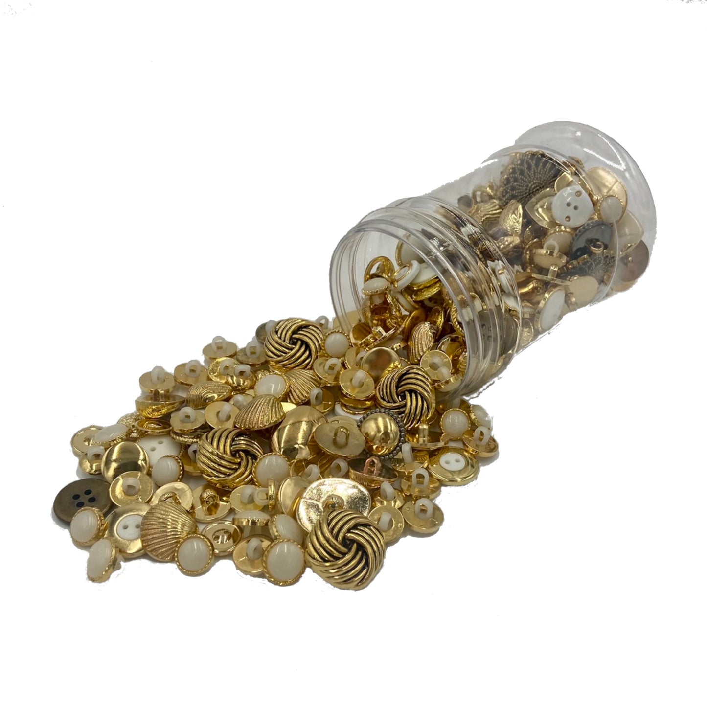 Jar of Silver and Gold Coloured Buttons